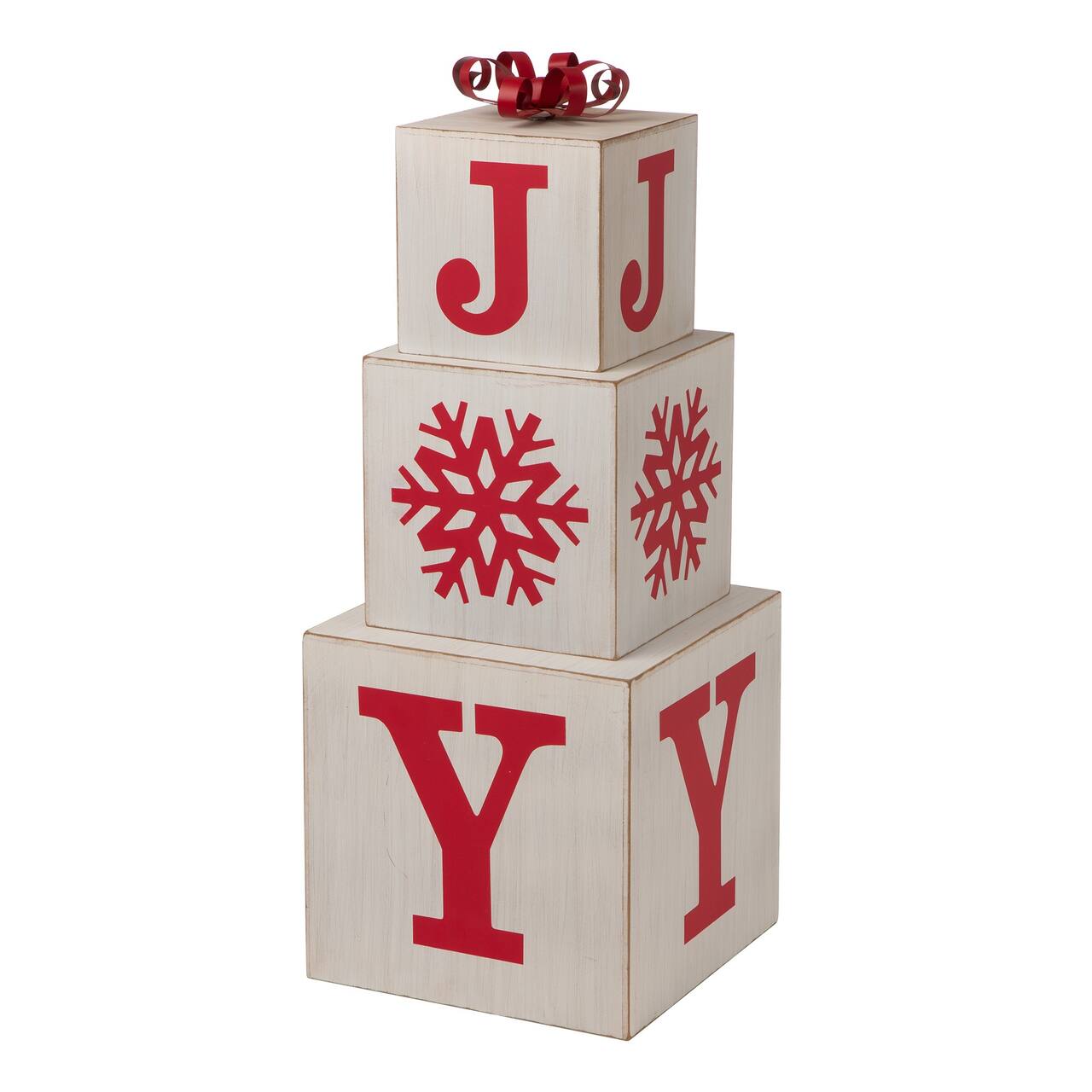 Glitzhome® 32" Wooden Block JOY Porch Décor